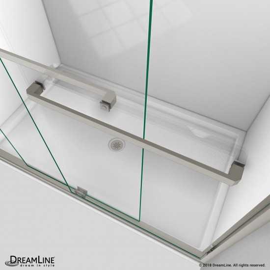 Encore 30 in. D x 60 in. W x 78 3/4 in. H Bypass Shower Door in Brushed Nickel and Right Drain White Base Kit