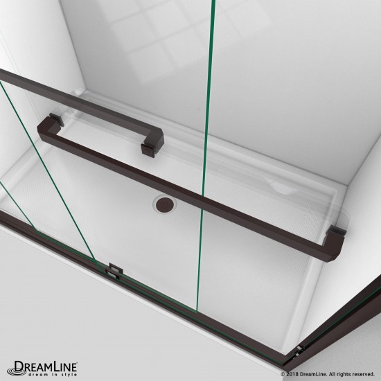 Encore 30 in. D x 60 in. W x 78 3/4 in. H Bypass Shower Door in Oil Rubbed Bronze and Right Drain White Base Kit