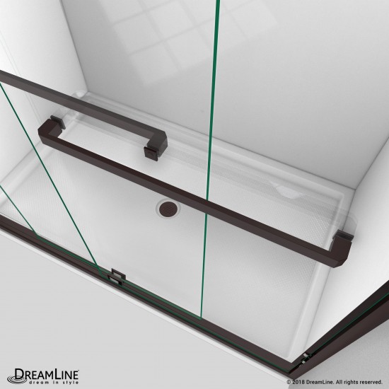 Encore 32 in. D x 60 in. W x 78 3/4 in. H Bypass Shower Door in Oil Rubbed Bronze and Center Drain Biscuit Base Kit