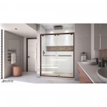 Encore 32 in. D x 60 in. W x 78 3/4 in. H Bypass Shower Door in Oil Rubbed Bronze and Center Drain Biscuit Base Kit