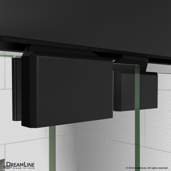 Encore 32 in. D x 60 in. W x 78 3/4 in. H Bypass Shower Door in Satin Black and Center Drain Black Base Kit