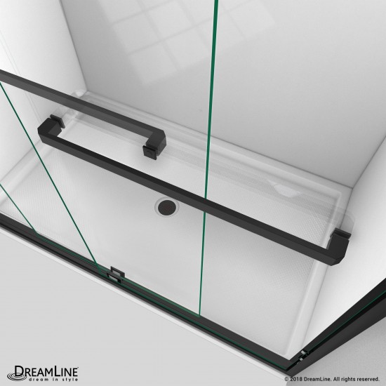 Encore 32 in. D x 60 in. W x 78 3/4 in. H Bypass Shower Door in Satin Black and Center Drain Black Base Kit