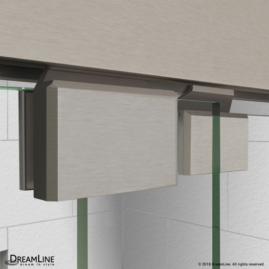 Encore 32 in. D x 60 in. W x 78 3/4 in. H Bypass Shower Door in Brushed Nickel and Left Drain Biscuit Base Kit