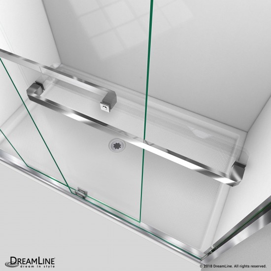 Encore 32 in. D x 60 in. W x 78 3/4 in. H Bypass Shower Door in Chrome and Left Drain Black Base Kit