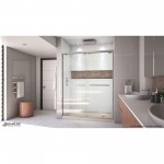 Encore 32 in. D x 60 in. W x 78 3/4 in. H Bypass Shower Door in Brushed Nickel and Right Drain Biscuit Base Kit