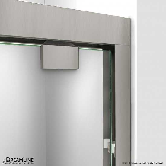 Encore 34 in. D x 60 in. W x 78 3/4 in. H Bypass Shower Door in Brushed Nickel and Left Drain White Base Kit