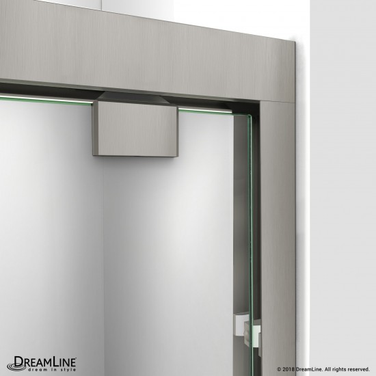 Encore 36 in. D x 60 in. W x 78 3/4 in. H Bypass Shower Door in Brushed Nickel and Left Drain Biscuit Base Kit