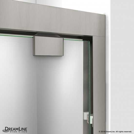 Encore 36 in. D x 60 in. W x 78 3/4 in. H Bypass Shower Door in Brushed Nickel and Right Drain Biscuit Base Kit