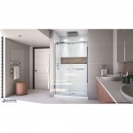 Encore 32 in. D x 48 in. W x 78 3/4 in. H Bypass Shower Door in Chrome and Center Drain White Base Kit