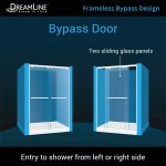 Encore 32 in. D x 48 in. W x 78 3/4 in. H Bypass Shower Door in Chrome and Center Drain Biscuit Base Kit