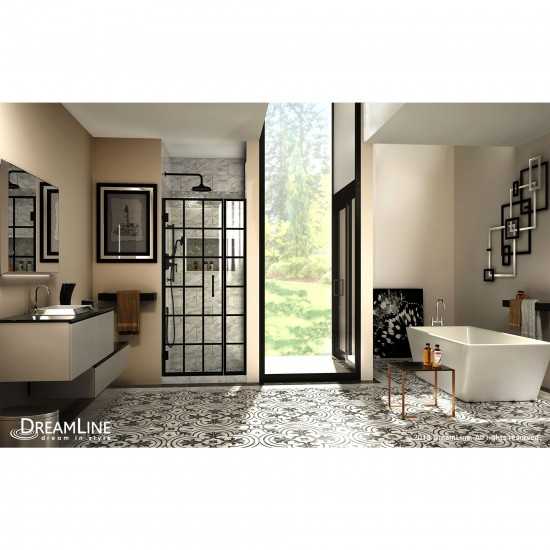 Unidoor Toulon 34-34 1/2 in. W x 72 in. H Frameless Hinged Shower Door in Satin Black