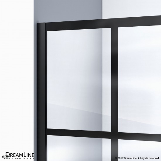 Unidoor Toulon 34-34 1/2 in. W x 72 in. H Frameless Hinged Shower Door in Satin Black