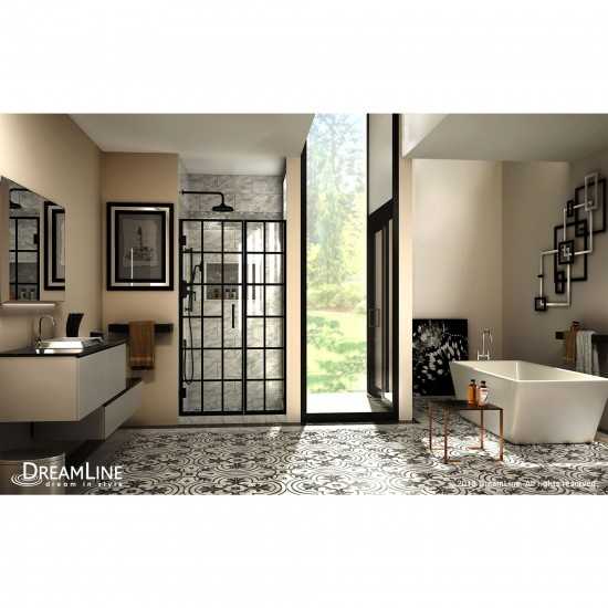 Unidoor Toulon 40-40 1/2 in. W x 72 in. H Frameless Hinged Shower Door in Satin Black