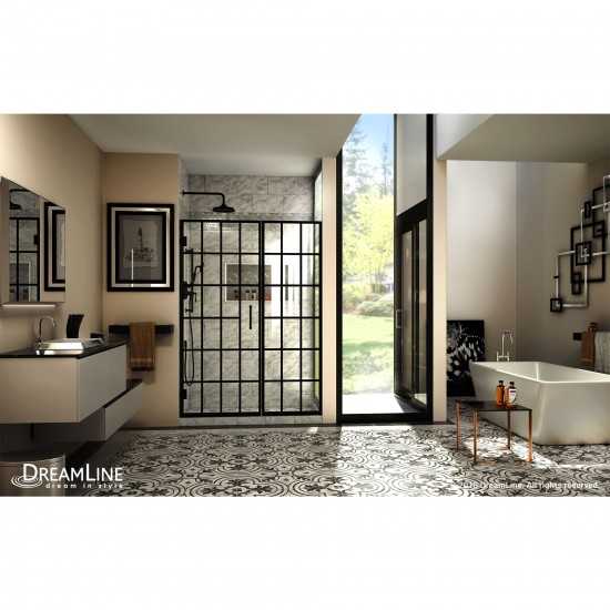 Unidoor Toulon 52-52 1/2 in. W x 72 in. H Frameless Hinged Shower Door in Satin Black