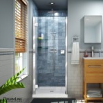 Lumen 34-35 in. W by 72 in. H Semi-Frameless Hinged Shower Door in Chrome