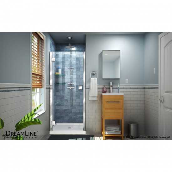 Lumen 34-35 in. W by 72 in. H Semi-Frameless Hinged Shower Door in Chrome