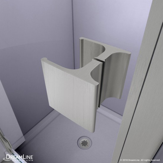 Lumen 34-35 in. W by 72 in. H Semi-Frameless Hinged Shower Door in Brushed Nickel