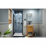 Lumen 34-35 in. W by 72 in. H Semi-Frameless Hinged Shower Door in Satin Black