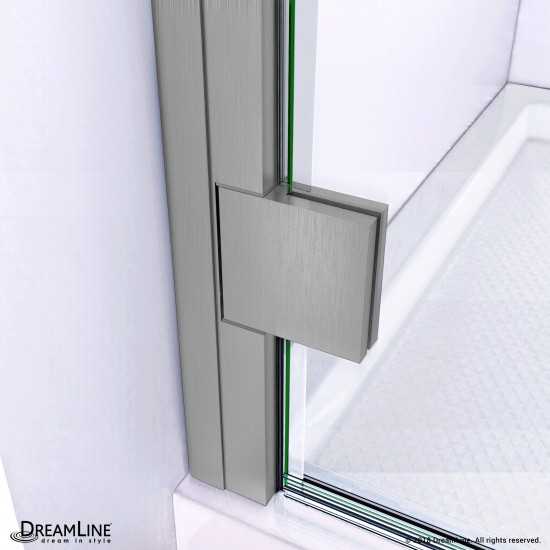 Lumen 40-41 in. W by 72 in. H Semi-Frameless Hinged Shower Door in Brushed Nickel