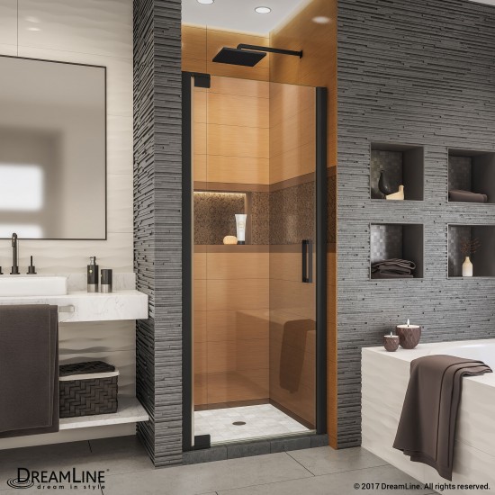 Elegance-LS 25 1/4 - 27 1/4 in. W x 72 in. H Frameless Pivot Shower Door in Satin Black