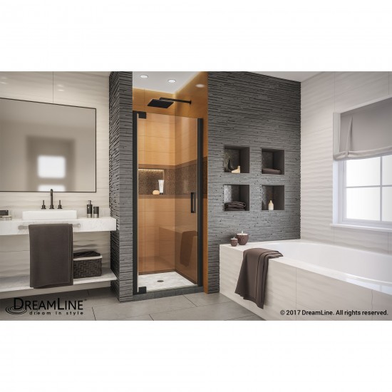 Elegance-LS 25 1/4 - 27 1/4 in. W x 72 in. H Frameless Pivot Shower Door in Satin Black