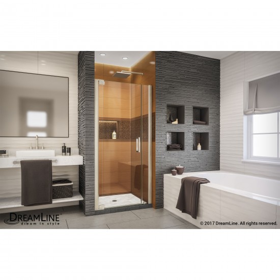 Elegance-LS 29 1/4 - 31 1/4 in. W x 72 in. H Frameless Pivot Shower Door in Brushed Nickel