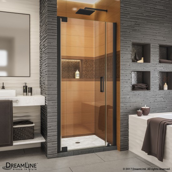 Elegance-LS 29 1/4 - 31 1/4 in. W x 72 in. H Frameless Pivot Shower Door in Satin Black