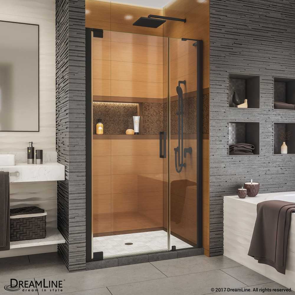 Elegance-LS 35 1/4 - 37 1/4 in. W x 72 in. H Frameless Pivot Shower Door in Satin Black