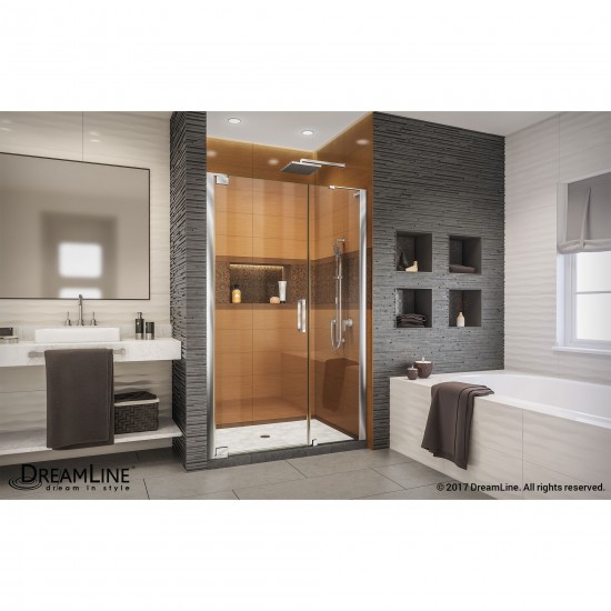 Elegance-LS 41 1/4 - 43 1/4 in. W x 72 in. H Frameless Pivot Shower Door in Chrome