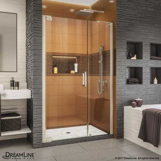 Elegance-LS 41 1/4 - 43 1/4 in. W x 72 in. H Frameless Pivot Shower Door in Brushed Nickel