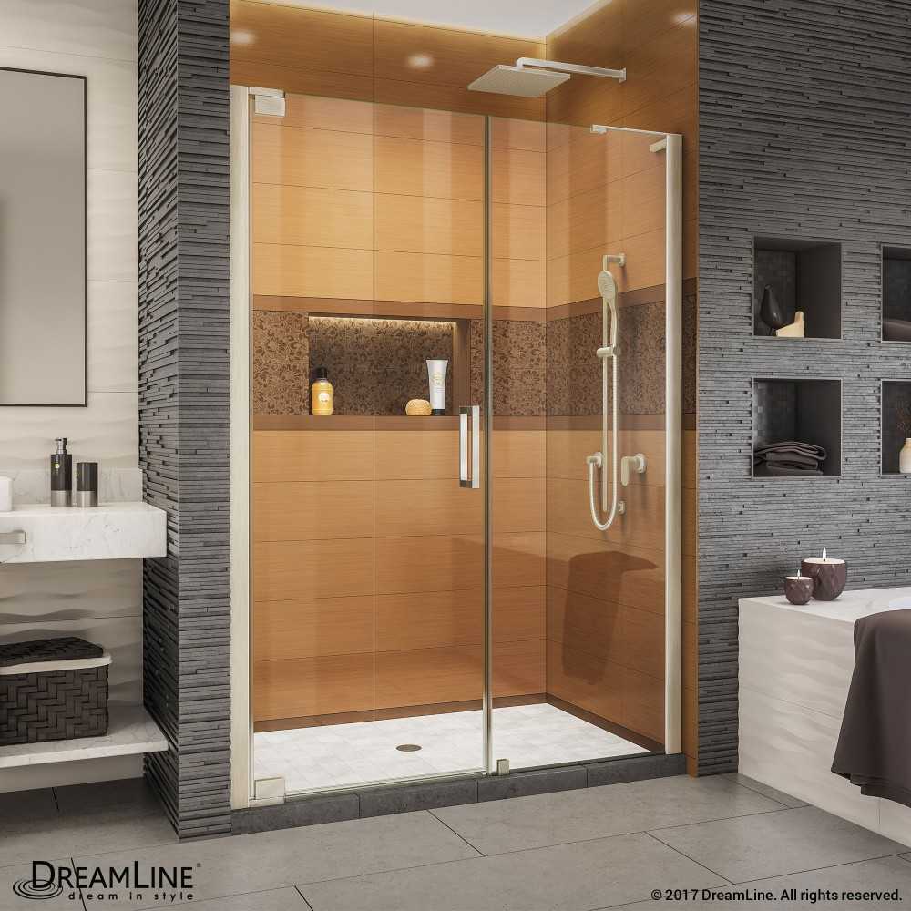 Elegance-LS 47 1/4 - 49 1/4 in. W x 72 in. H Frameless Pivot Shower Door in Brushed Nickel