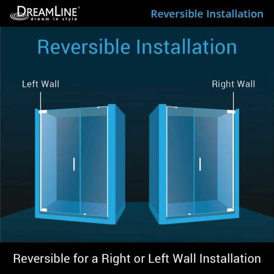 Elegance-LS 53 1/4 - 55 1/4 in. W x 72 in. H Frameless Pivot Shower Door in Chrome