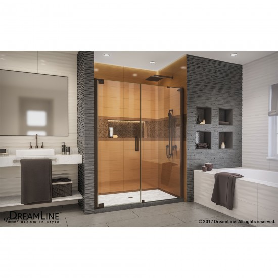 Elegance-LS 53 1/4 - 55 1/4 in. W x 72 in. H Frameless Pivot Shower Door in Oil Rubbed Bronze