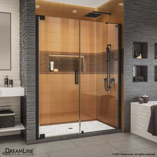 Elegance-LS 53 1/4 - 55 1/4 in. W x 72 in. H Frameless Pivot Shower Door in Satin Black