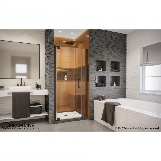 Elegance-LS 31 - 33 in. W x 72 in. H Frameless Pivot Shower Door in Oil Rubbed Bronze