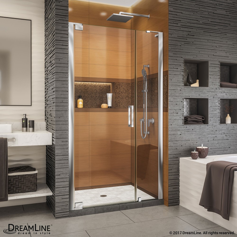 Elegance-LS 37 - 39 in. W x 72 in. H Frameless Pivot Shower Door in Chrome