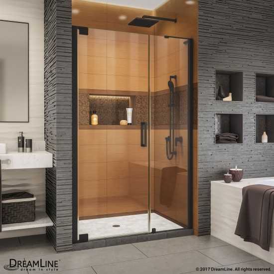 Elegance-LS 43 - 45 in. W x 72 in. H Frameless Pivot Shower Door in Satin Black