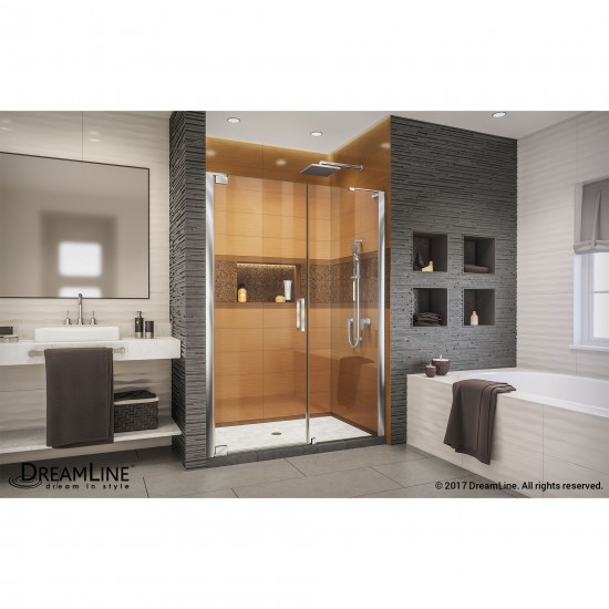 Elegance-LS 49 - 51 in. W x 72 in. H Frameless Pivot Shower Door in Chrome