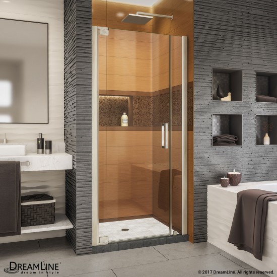 Elegance-LS 32 3/4 - 34 3/4 in. W x 72 in. H Frameless Pivot Shower Door in Brushed Nickel