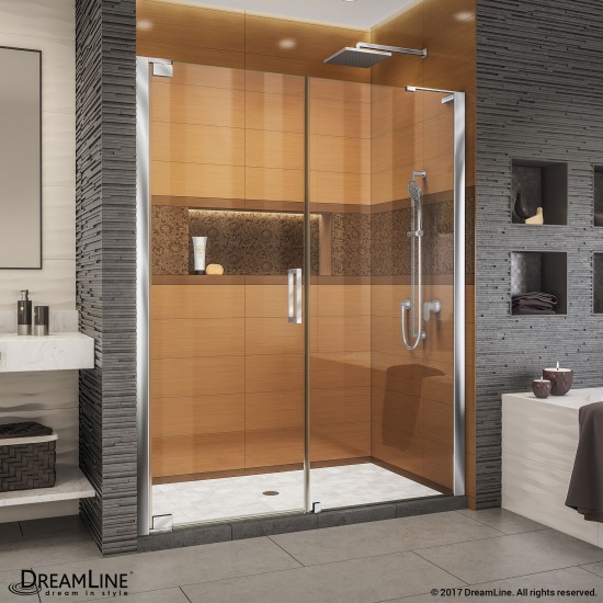 Elegance-LS 56 3/4 - 58 3/4 in. W x 72 in. H Frameless Pivot Shower Door in Chrome