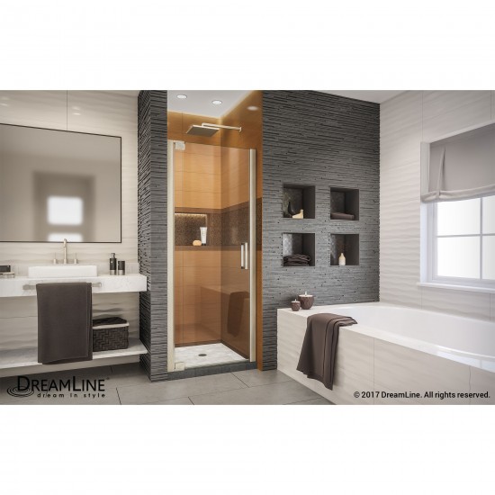 Elegance-LS 30 1/2 - 32 1/2 in. W x 72 in. H Frameless Pivot Shower Door in Brushed Nickel