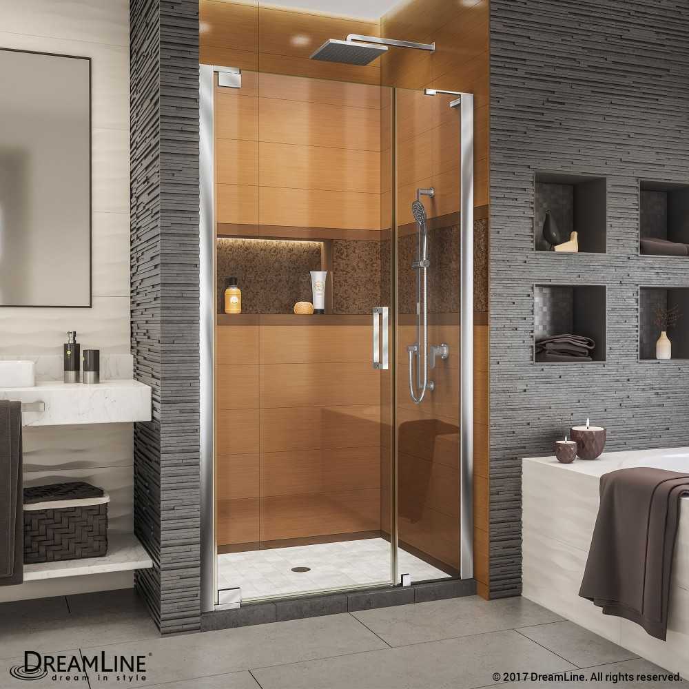 Elegance-LS 40 1/2 - 42 1/2 in. W x 72 in. H Frameless Pivot Shower Door in Chrome