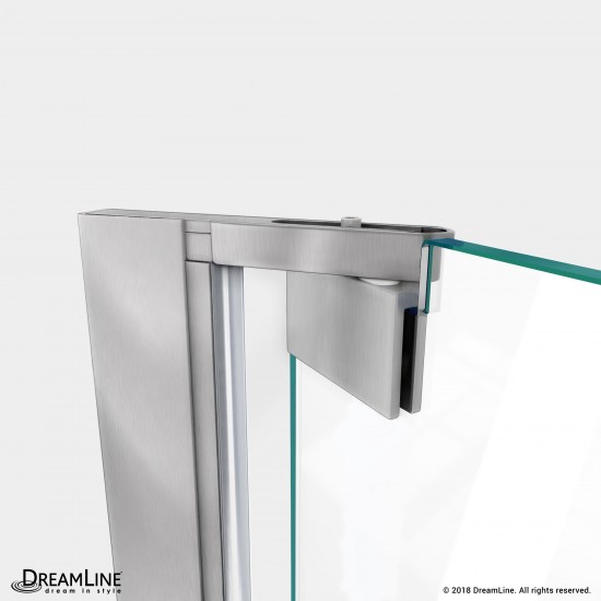 Elegance-LS 40 1/2 - 42 1/2 in. W x 72 in. H Frameless Pivot Shower Door in Brushed Nickel