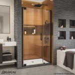 Elegance-LS 40 1/2 - 42 1/2 in. W x 72 in. H Frameless Pivot Shower Door in Satin Black