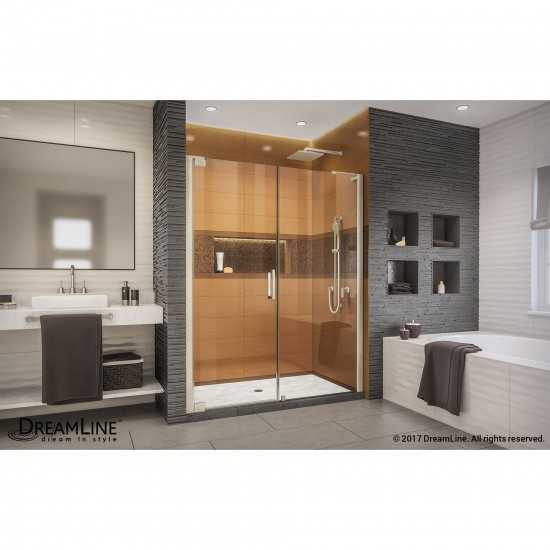 Elegance-LS 58 1/2 - 60 1/2 in. W x 72 in. H Frameless Pivot Shower Door in Brushed Nickel