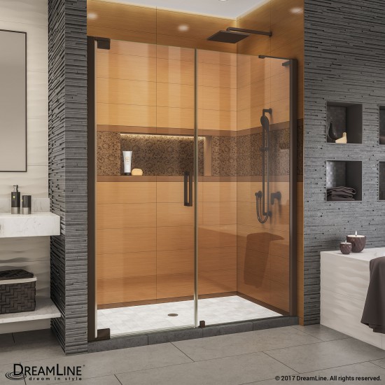 Elegance-LS 58 1/2 - 60 1/2 in. W x 72 in. H Frameless Pivot Shower Door in Oil Rubbed Bronze
