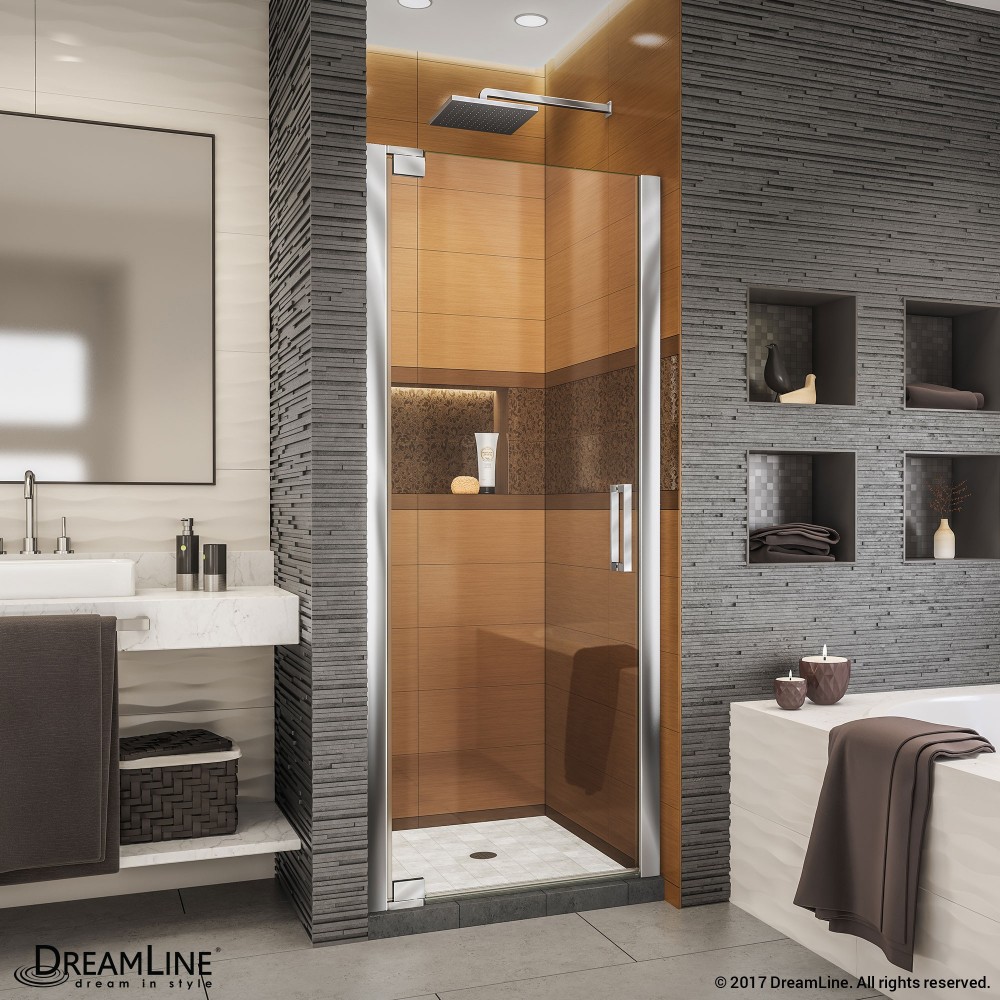 Elegance-LS 32 1/4 - 34 1/4 in. W x 72 in. H Frameless Pivot Shower Door in Chrome