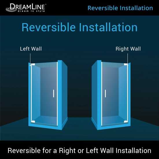 Elegance-LS 32 1/4 - 34 1/4 in. W x 72 in. H Frameless Pivot Shower Door in Chrome