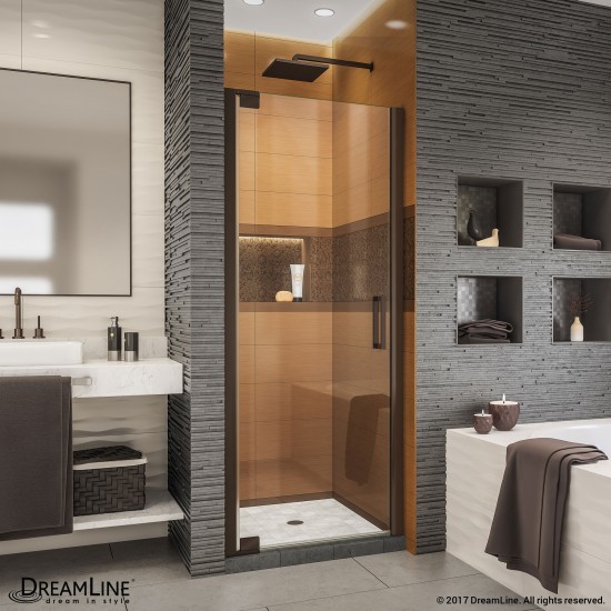 Elegance-LS 32 1/4 - 34 1/4 in. W x 72 in. H Frameless Pivot Shower Door in Oil Rubbed Bronze