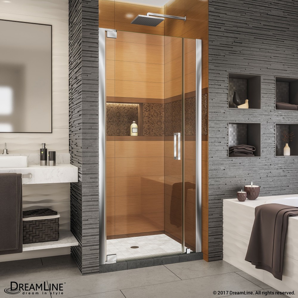 Elegance-LS 36 1/4 - 38 1/4 in. W x 72 in. H Frameless Pivot Shower Door in Chrome